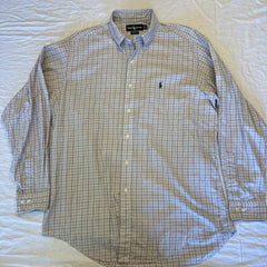 RALPH LAUREN Yarmouth Blue Purple Check Cotton Oxford Button Down Shirt 16 34/35