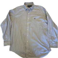 RALPH LAUREN Yarmouth Blue Purple Check Cotton Oxford Button Down Shirt 16 34/35