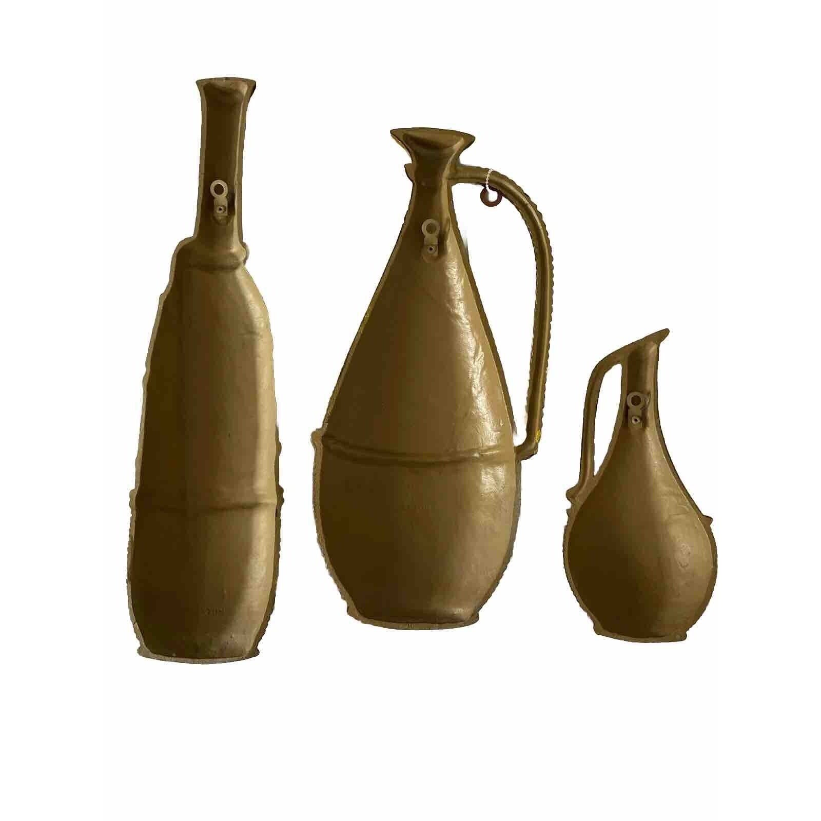 Vintage 60s 3 Piece Sexton Cast Metal Wall Art Wine Jug Set